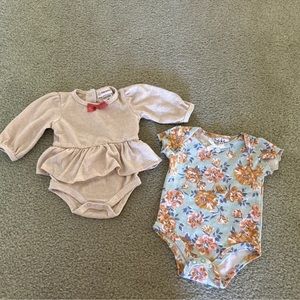 Nicole Miller Lot of 2 baby girl bodysuits outfits size 3-6 months